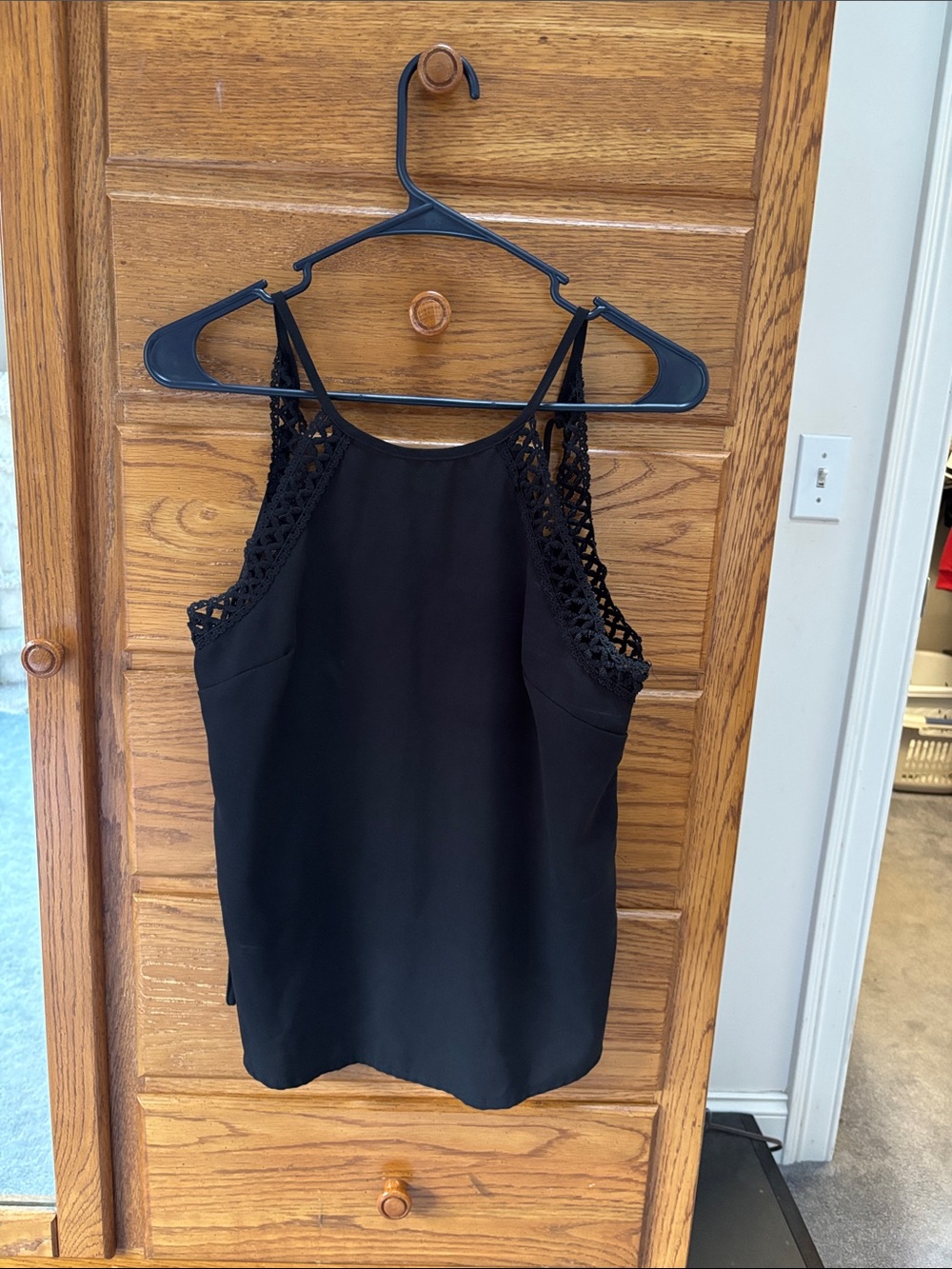 SHEIN Black Crochet-Trim High Neck Camisole